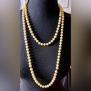 Cream Faux Pearl 54” Pullover Knotted VTG 1960’s Necklace Classic Elegance Style